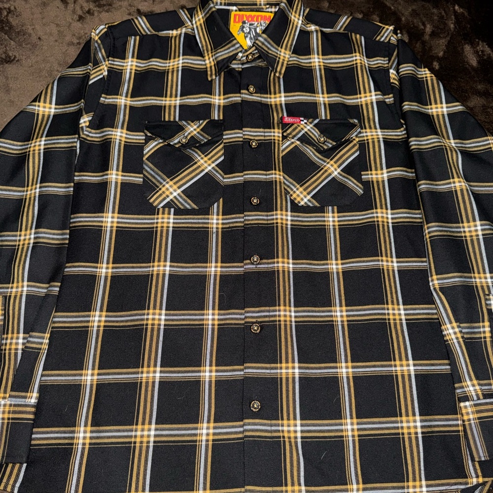 DIXXON The Podium Men's Black and Yellow Checkered Flannel Shirt